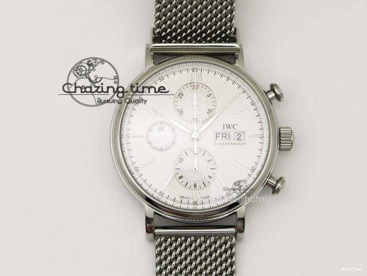 MIROTIME 0520 Portofino Automatic SS MKF 1:1 Best Edition White Dial On SS Mesh Bracelet A2892 V TechFriendly 7205